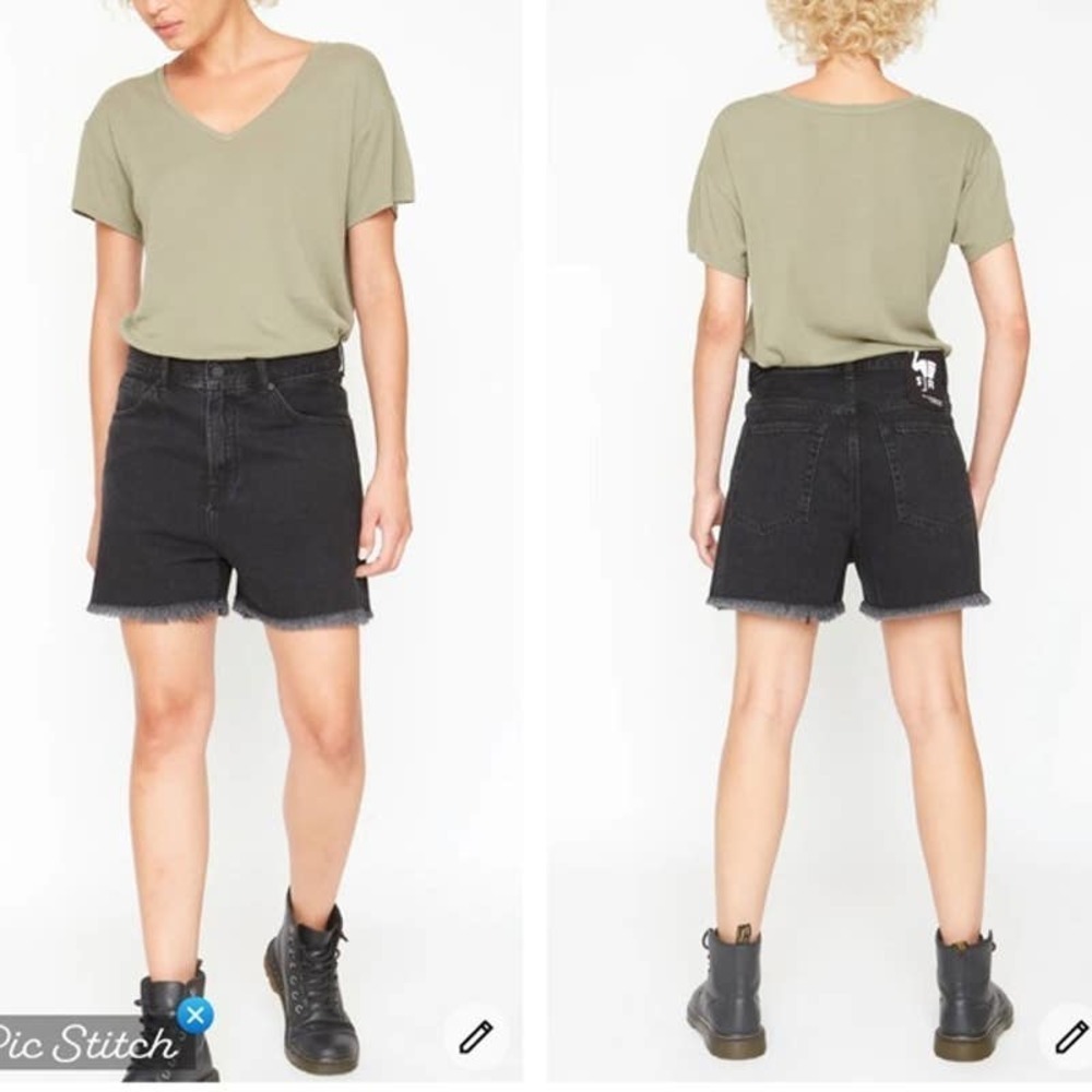 Free People X Sandrine Rose NWT Harem Mid Rise Raw Hem Denim Shorts Rock Size 27